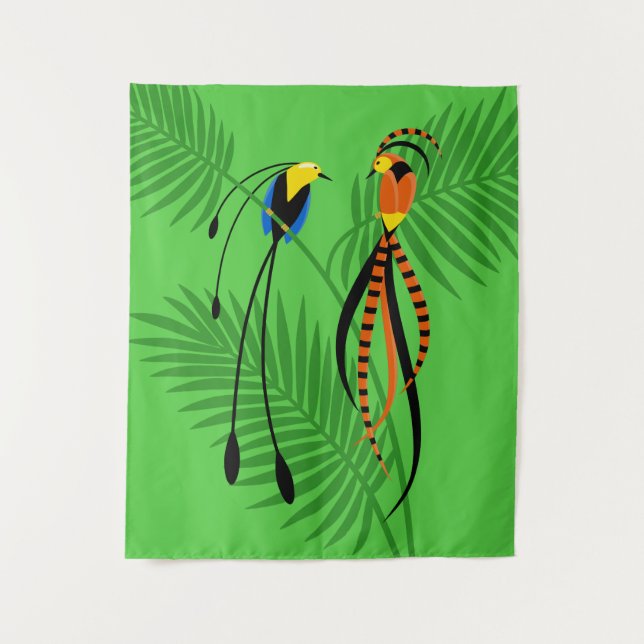 Bright Colorful Birds of Paradise Tapestry (Front)