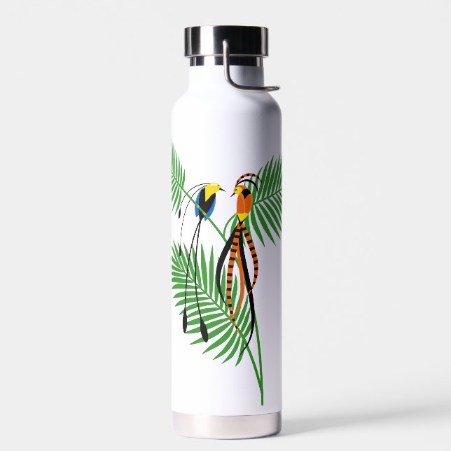 Bright Colorful Birds of Paradise Water Bottle (Left)