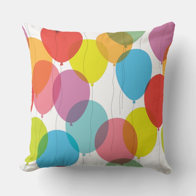 Bright Colorful Birthday Balloons Pillow (Front)