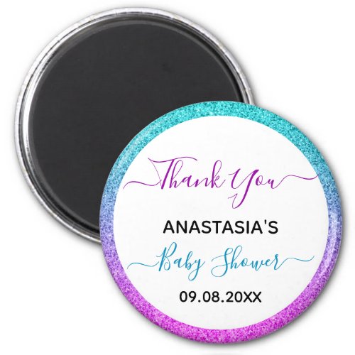 Bright Colorful Blue Purple Thank You Baby Shower Magnet