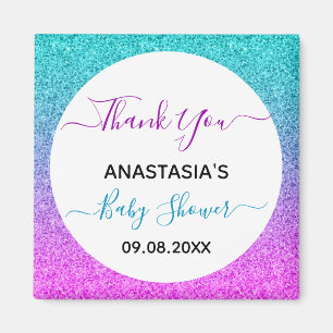 Bright Colorful Blue Purple Thank You Baby Shower Magnet