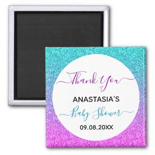 Bright Colorful Blue Purple Thank You Baby Shower Magnet