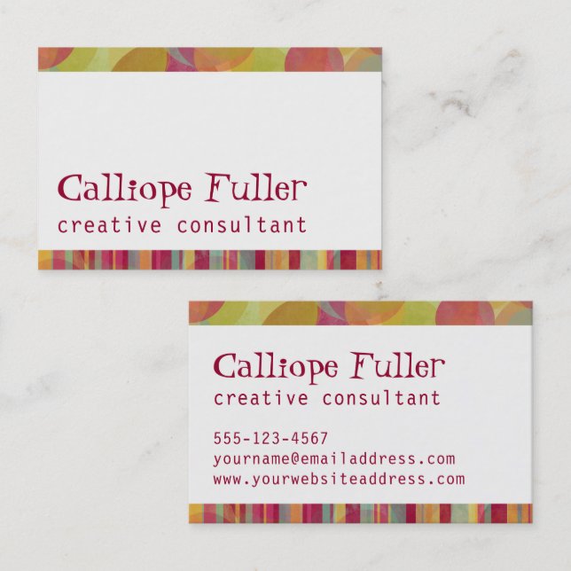 Bright & Colorful Borders w/ Stripes & Curves Business Card (Front/Back)