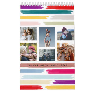 Bright & Colorful Brush Strokes 12 Month Photo Calendar