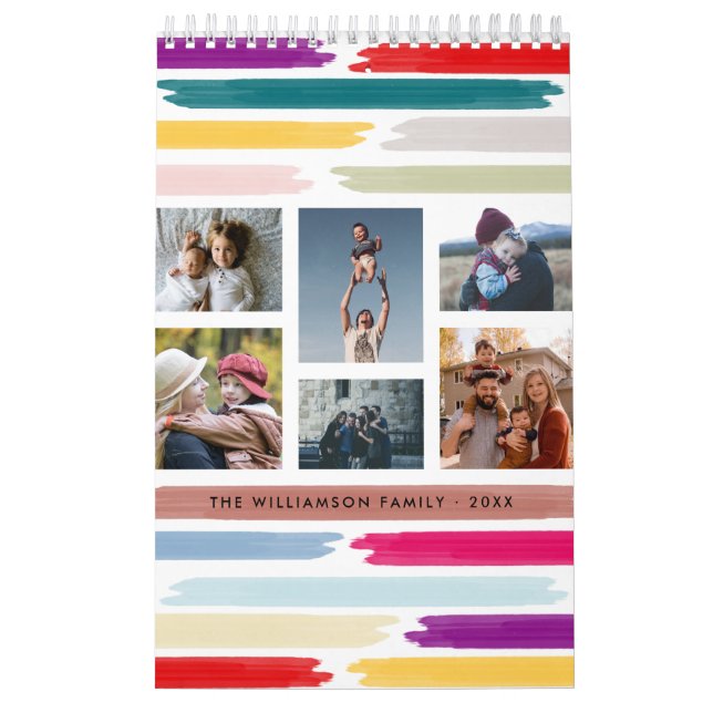 Bright & Colorful Brush Strokes 12 Month Photo Calendar (Cover)