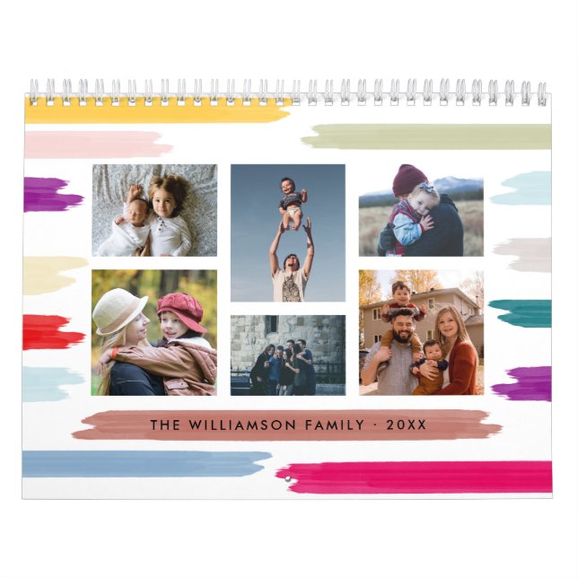 Bright & Colorful Brush Strokes 12 Month Photo Calendar (Cover)