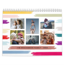 Bright & Colorful Brush Strokes 12 Month Photo Calendar