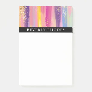 Bright Colorful Brushstrokes and Faux Sparkles Post-it Notes