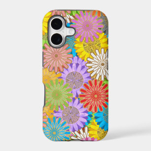 Bright Colorful Busy Chaotic Hippy Flower Pattern iPhone 17 Case