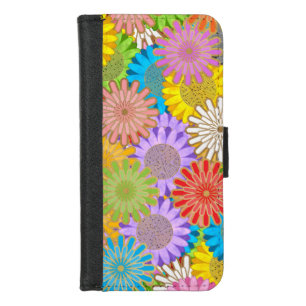 Bright Colorful Busy Chaotic Hippy Flower Pattern iPhone 8/7 Wallet Case