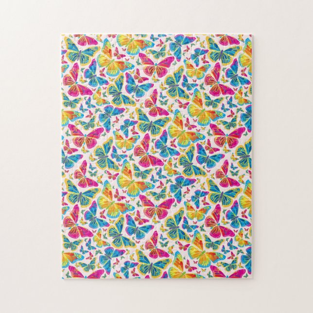 Bright colorful butterflies challenge puzzle (Vertical)