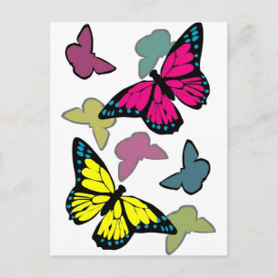 Bright colorful butterflies postcard