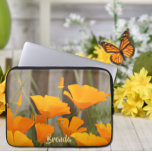 Bright Colorful California Poppies Personalized Laptop Sleeve<br><div class="desc">Style your laptop with this beautiful laptop sleeve featuring a bright, bold California poppies floral pattern. Add your custom text to the bottom edge to personalize your laptop sleeve. You can add your name, initials, or any other info that you’d like to include. This colorful California poppies laptop sleeve is...</div>