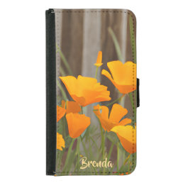 Bright Colorful California Poppies Personalized Samsung Galaxy S5 Wallet Case
