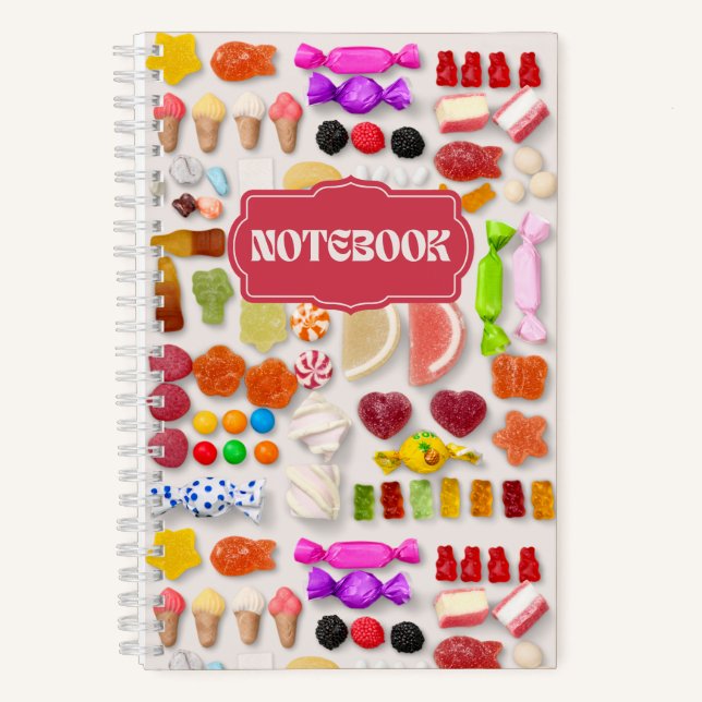 Bright Colorful Candies Fun Notebook (Front)