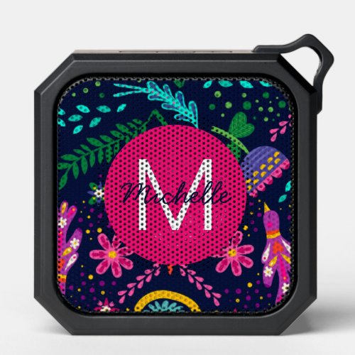 Bright Colorful Chaotic Floral Blue Personalised Bluetooth Speaker