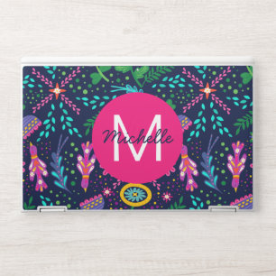 Bright Colorful Chaotic Floral Blue Personalised HP Laptop Skin