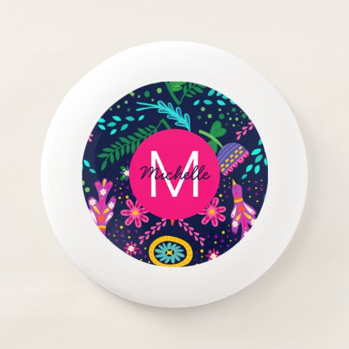 Bright Colorful Chaotic Floral Blue Personalised Wham_O Frisbee
