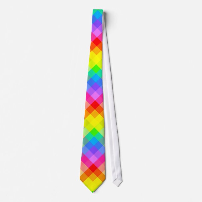 Bright Colorful Check Pattern. Neck Tie (Front)