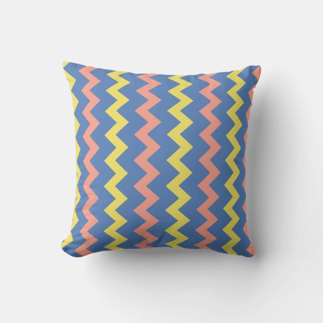 Bright colorful chevron zigzag throw pillow (Front)