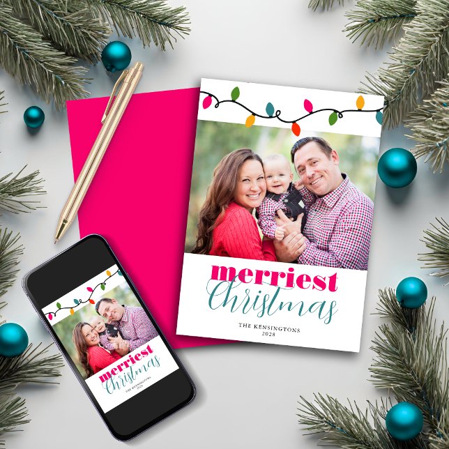 Bright Colorful Christmas Lights Holiday Photo Card (Bright Colorful Christmas Lights Holiday Photo Card)