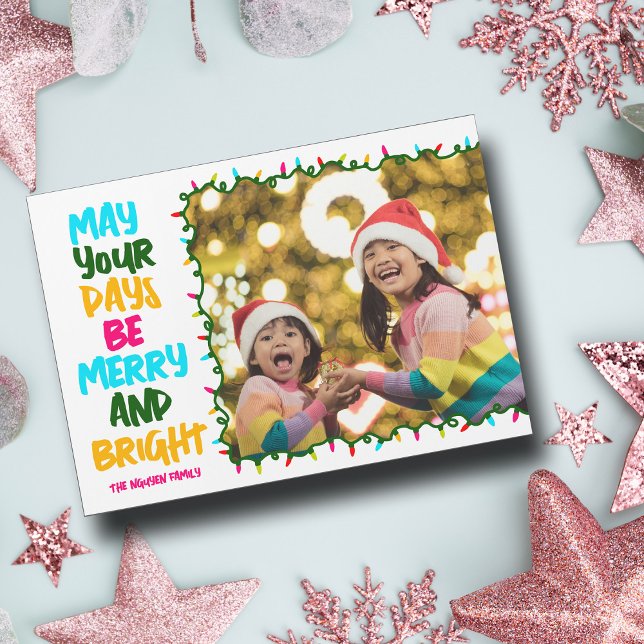 Bright Colorful Christmas Lights Photo Magnet Card (Creator Uploaded)