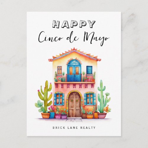 Bright Colorful Cinco de Mayo House Realty Holiday Postcard