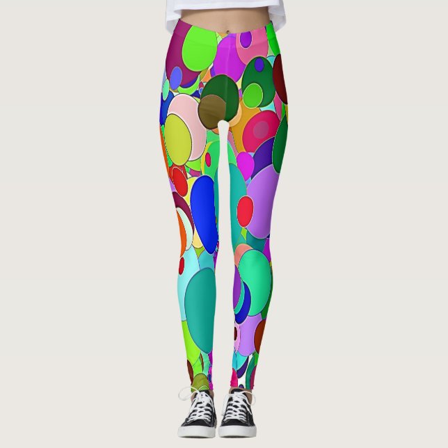 Bright Colorful Circles Circular  Leggings (Front)