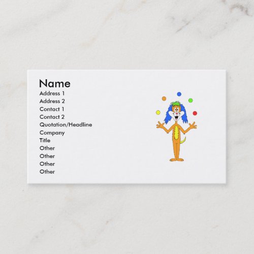 Bright colorful Clown Dog Cartoon Business Card