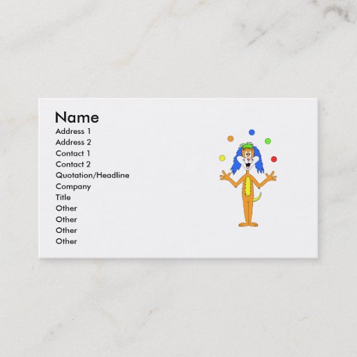 Customizable Bright colorful Clown Dog Cartoon Business Card