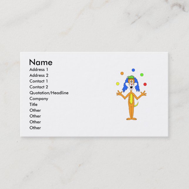 Bright colorful Clown Dog Cartoon Business Card (Front)