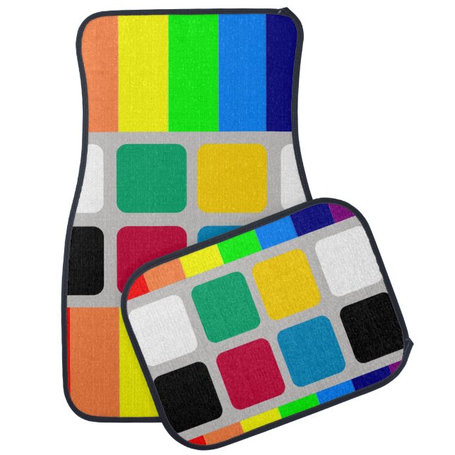 Bright Colorful Colors Square Floor Car Mats (Set)