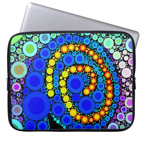 Bright Colorful Concentric Circles Swirl Pop Art Laptop Sleeve