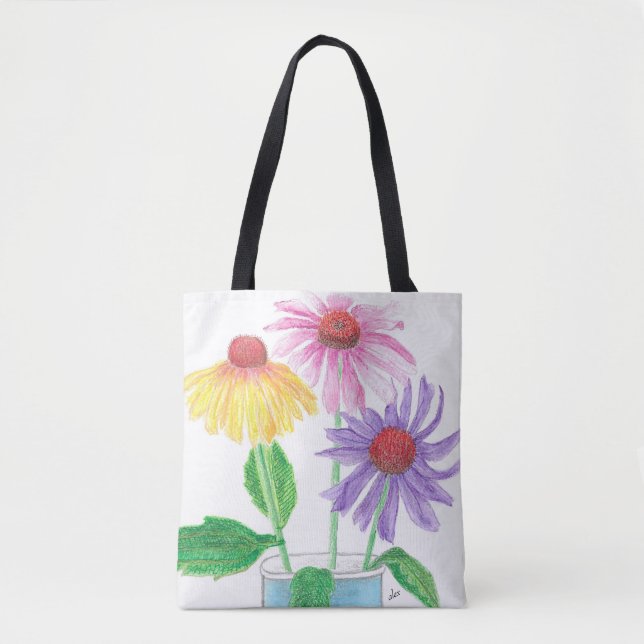 Bright, Colorful Coneflowers Tote Bag (Front)