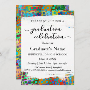 Bright Colorful Confetti Graduation Party Invitation