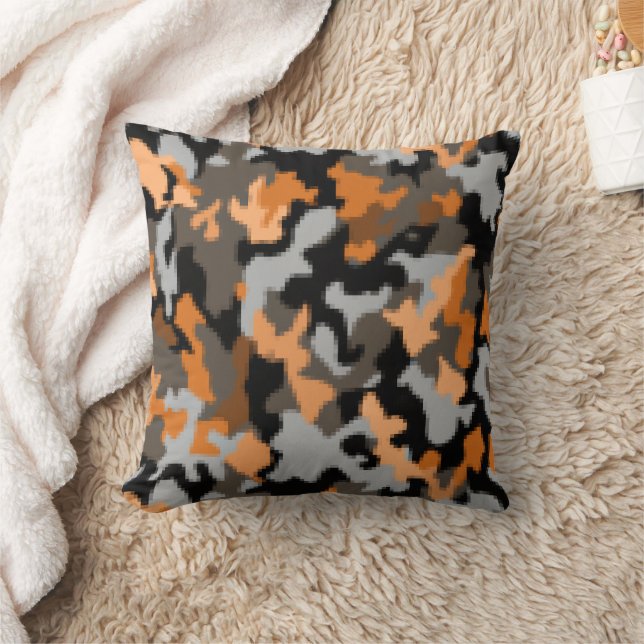 Bright Colorful Cool Camo Pattern  Throw Pillow (Blanket)