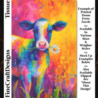 Bright Colorful Cow with Daisy DZ3L Decoupage Tissue Paper