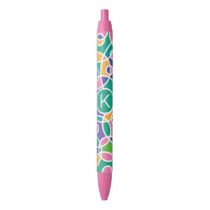 Bright Colorful Crazy Circles Pattern Monogram Pen