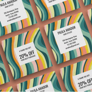 Bright Colorful Curvy Waves Handmade Chic Discount Card