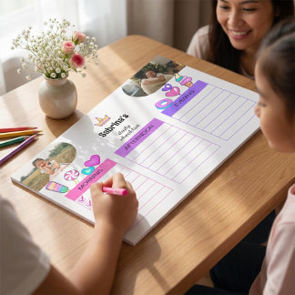 Bright Colorful Cute Kids Daily Checklist Photo  Notepad