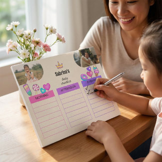 Bright Colorful Cute Kids Daily Checklist Photo  Notepad