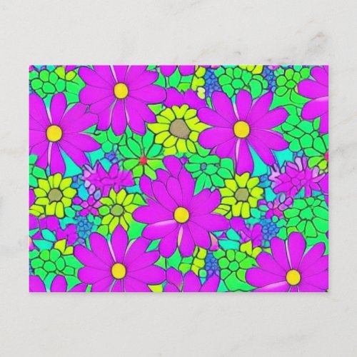 bright colorful daisies flower  postcard