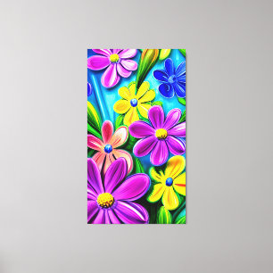 Bright Colorful Daisy Flowers Canvas Print