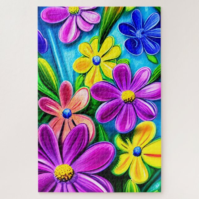 Bright Colorful Daisy Flowers Jigsaw Puzzle (Vertical)