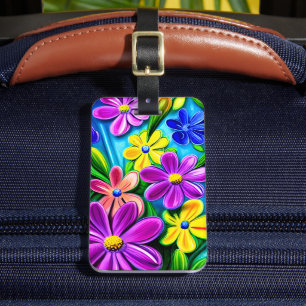 Bright Colorful Daisy Flowers Luggage Tag