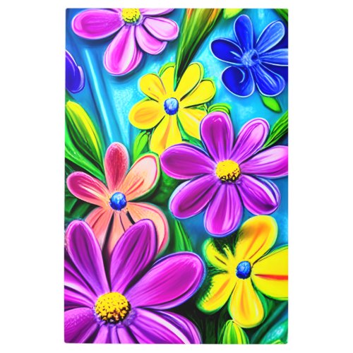 Bright Colorful Daisy Flowers Metal Print