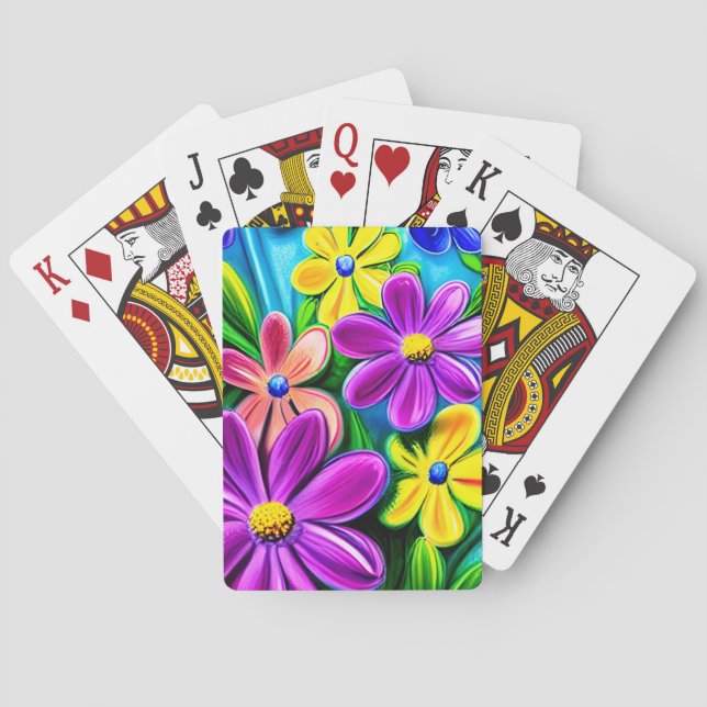 Bright Colorful Daisy Flowers Poker Cards (Back)