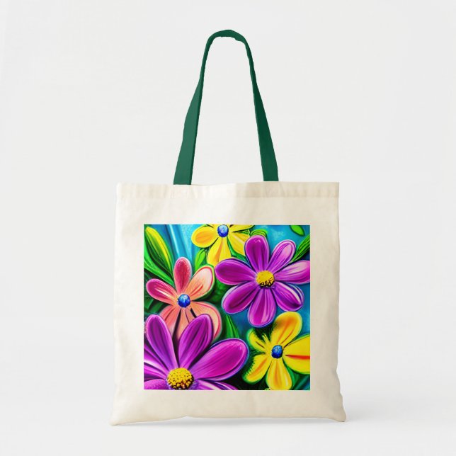 Bright Colorful Daisy Flowers Tote Bag (Front)