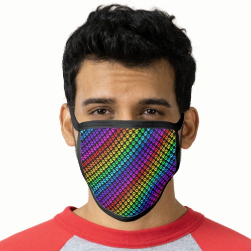 Bright Colorful Diagonal Rainbow Paw Prints Face Mask