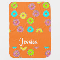 Bright colorful donuts baby blanket